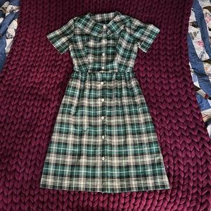 Adorable vintage plaid XS/S 50s 60s kitschy lawn party day dress